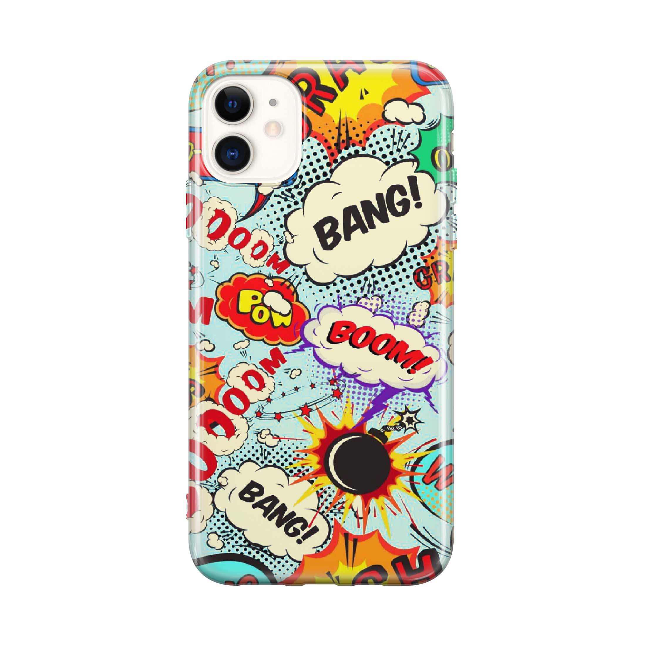 Image of Apfelkiste - iPhone 11 Gummi Schutzhülle Bang Boom Pow - Bunt bei Apfelkiste.ch