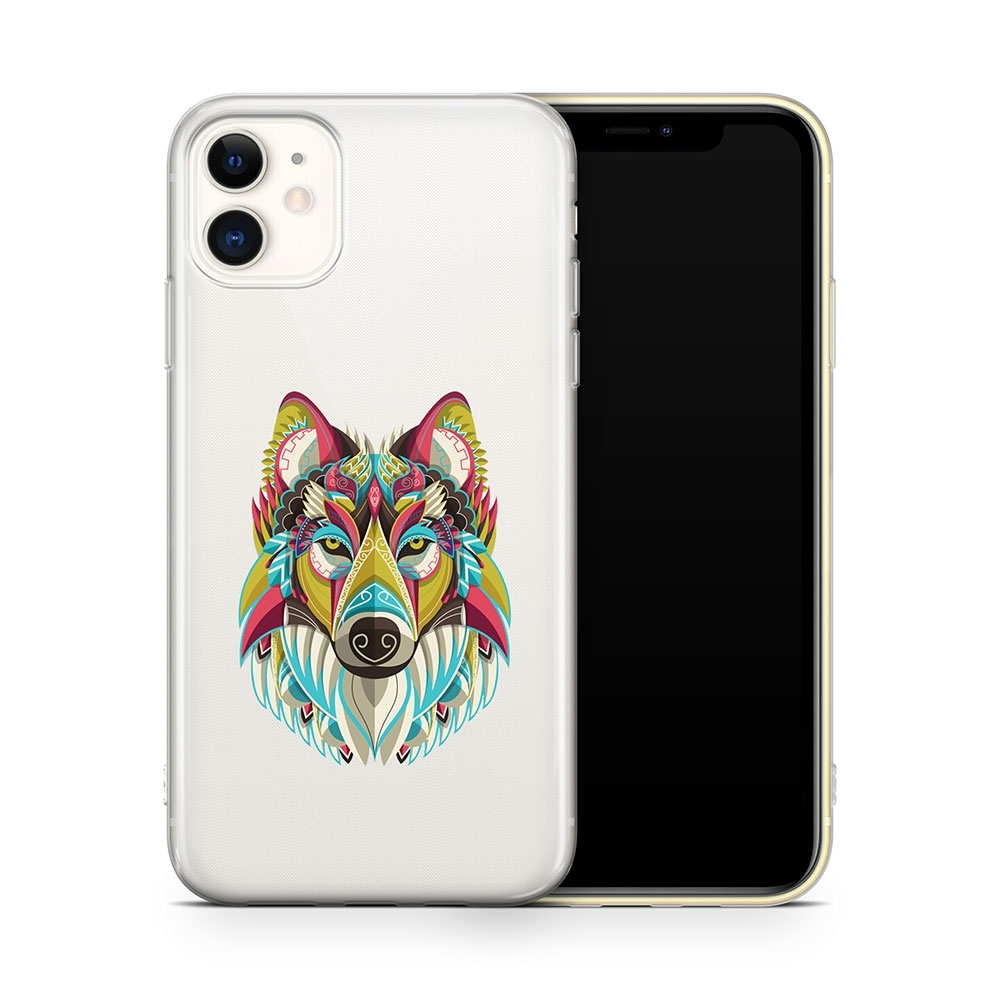 Image of Apfelkiste - iPhone 11 Gummi Schutzhülle Indianer Wolf - Transparent bei Apfelkiste.ch