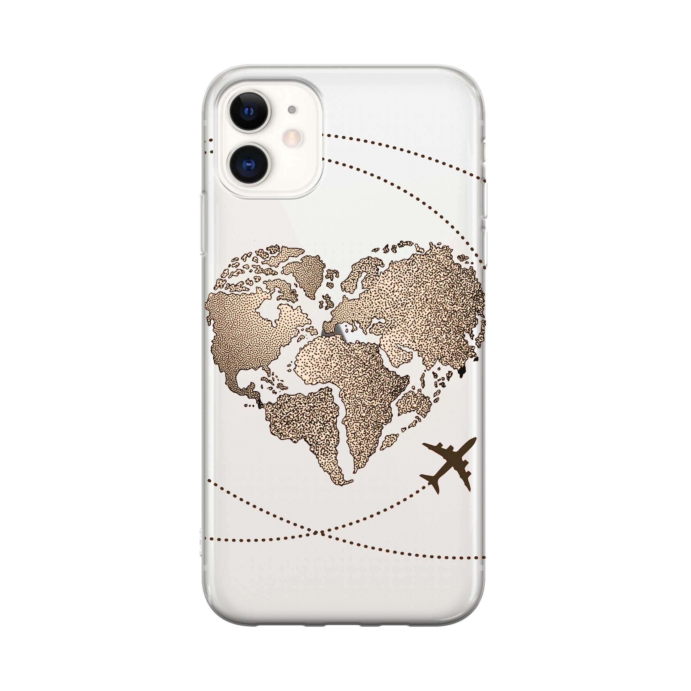 Image of Apfelkiste - iPhone 11 Gummi Schutzhülle Travel Heart - Gold / Transparent bei Apfelkiste.ch