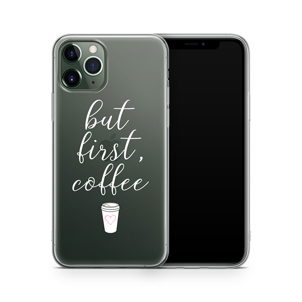 Image of Apfelkiste - iPhone 11 Pro Gummi Schutzhülle But First Coffee - Transparent bei Apfelkiste.ch