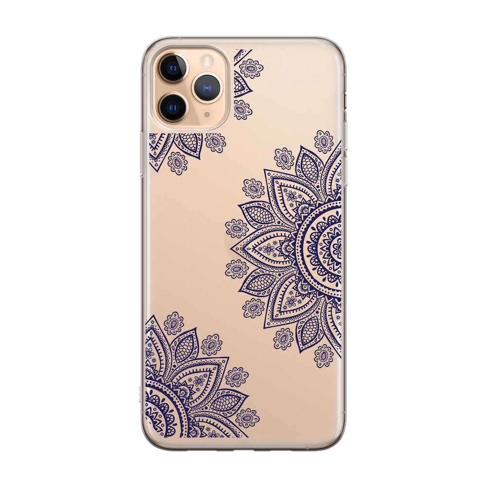Image of Apfelkiste - iPhone 11 Pro Gummi Schutzhülle Mandala Design - Transparent / Blau bei Apfelkiste.ch