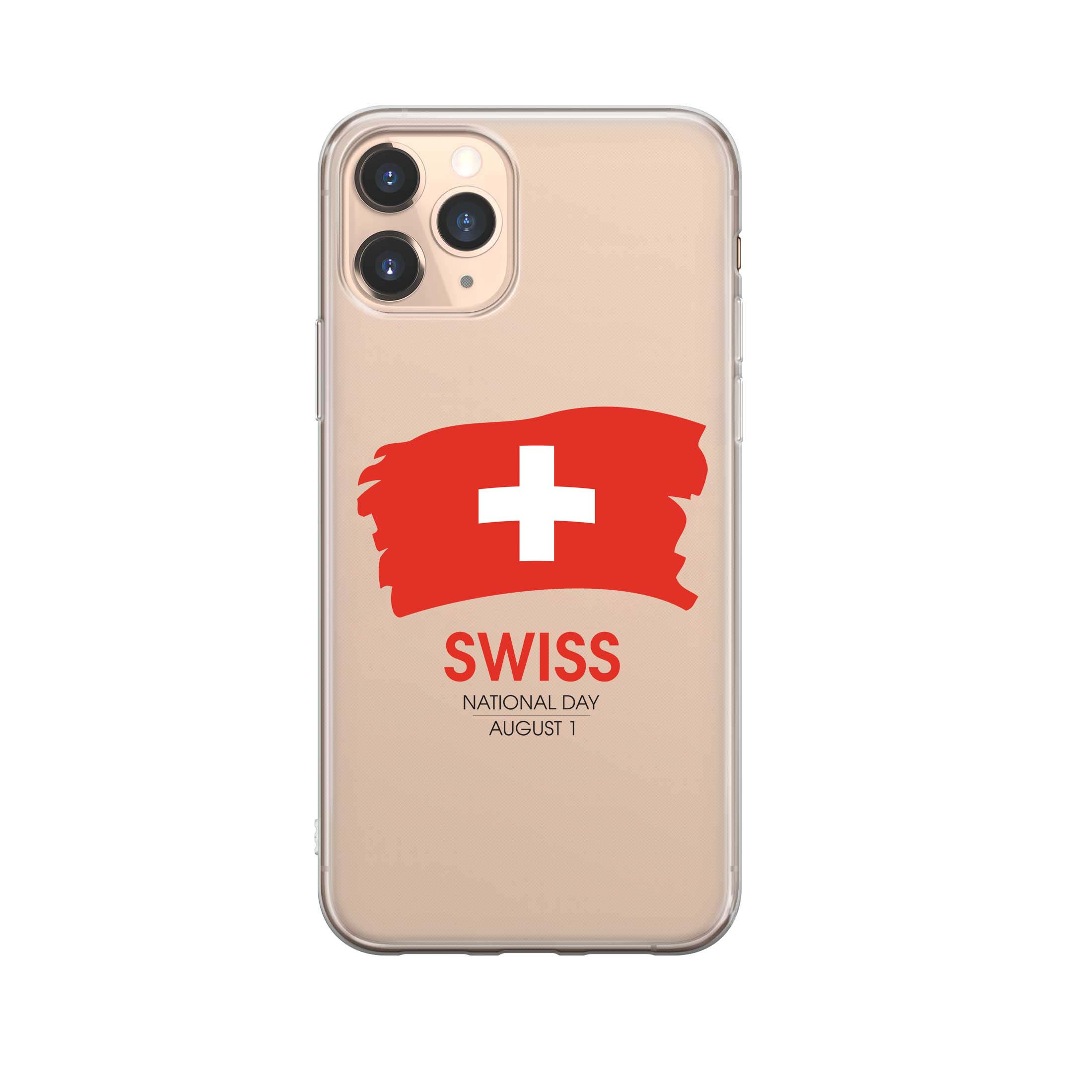 Image of Apfelkiste - iPhone 11 Pro Gummi Schutzhülle Schweizer Kreuz Nationalfeiertag - Transparent / Rot bei Apfelkiste.ch