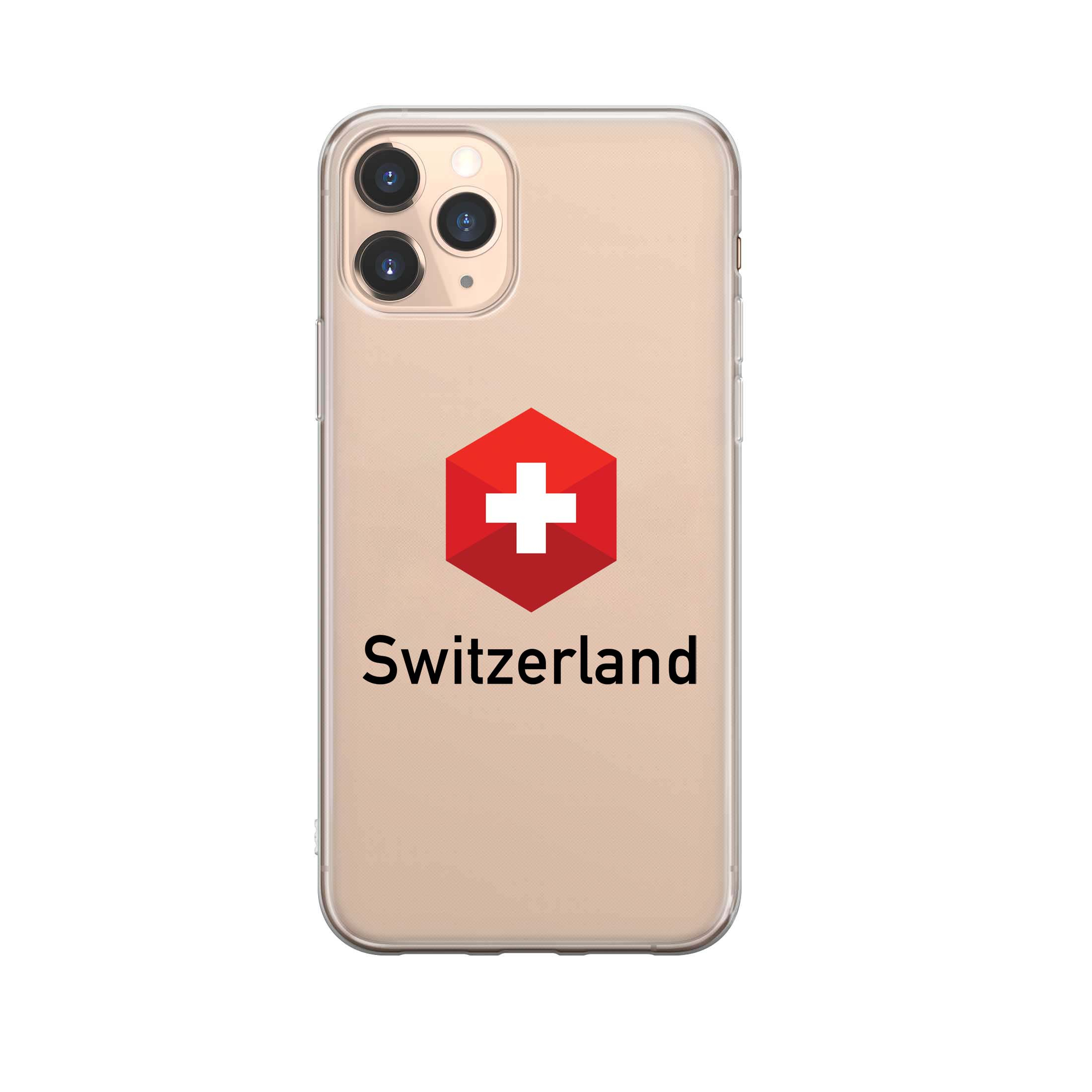 Image of Apfelkiste - iPhone 11 Pro Gummi Schutzhülle Schweizer Kreuz Sechseck - Transparent / Rot bei Apfelkiste.ch