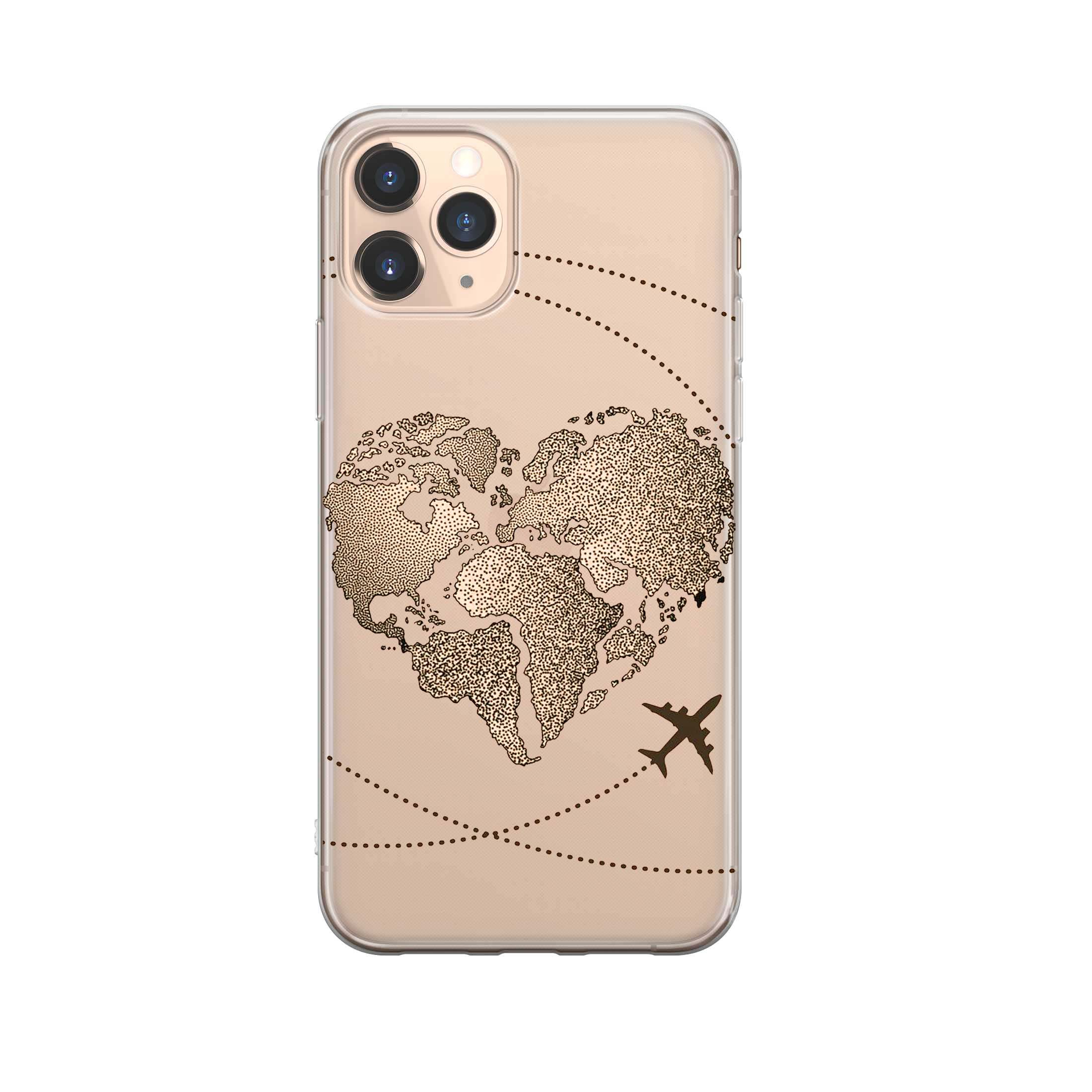 Image of Apfelkiste - iPhone 11 Pro Gummi Schutzhülle Travel Heart - Gold / Transparent bei Apfelkiste.ch