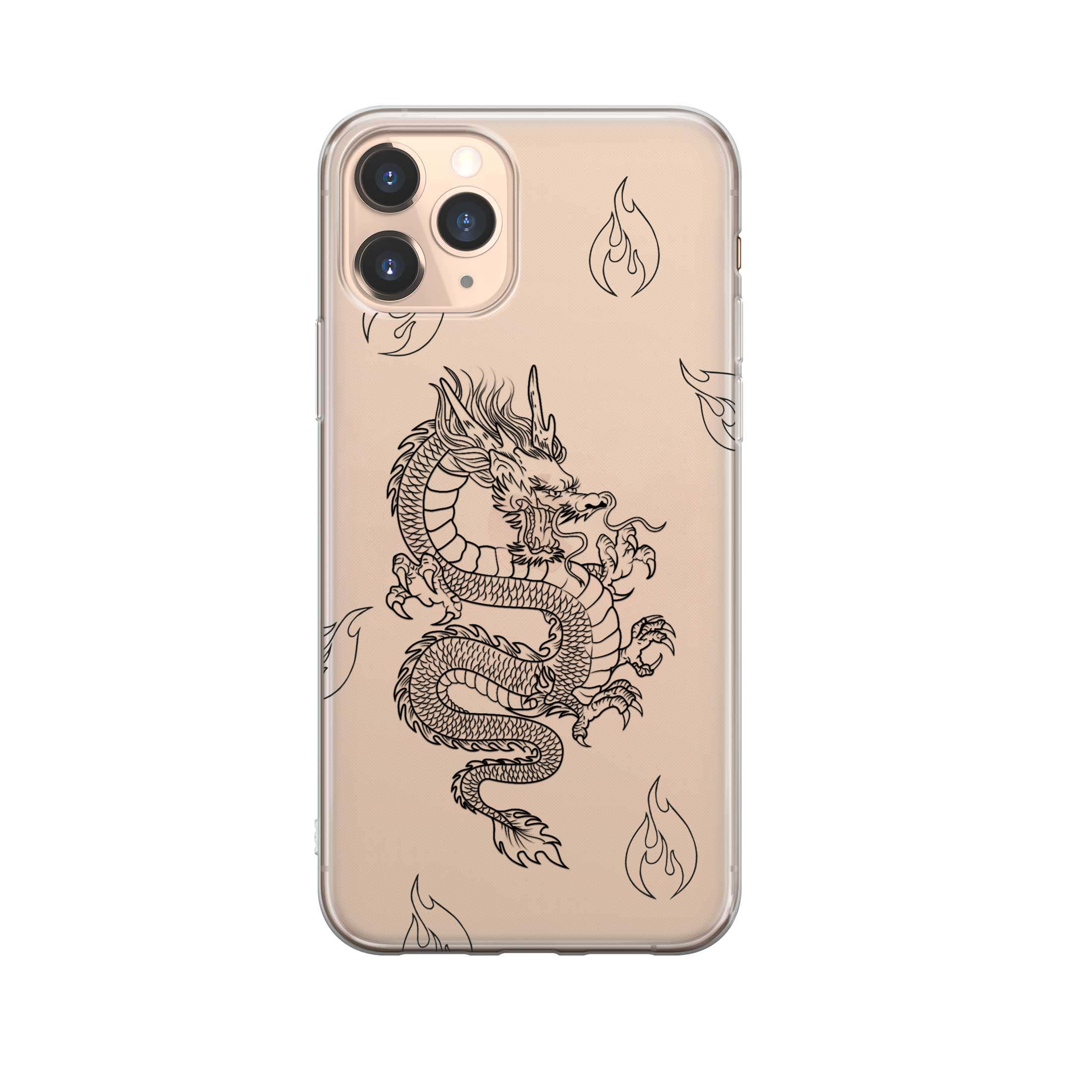 Image of Apfelkiste - iPhone 11 Pro Max Gummi Schutzhülle Dragon - Schwarz / Transparent bei Apfelkiste.ch