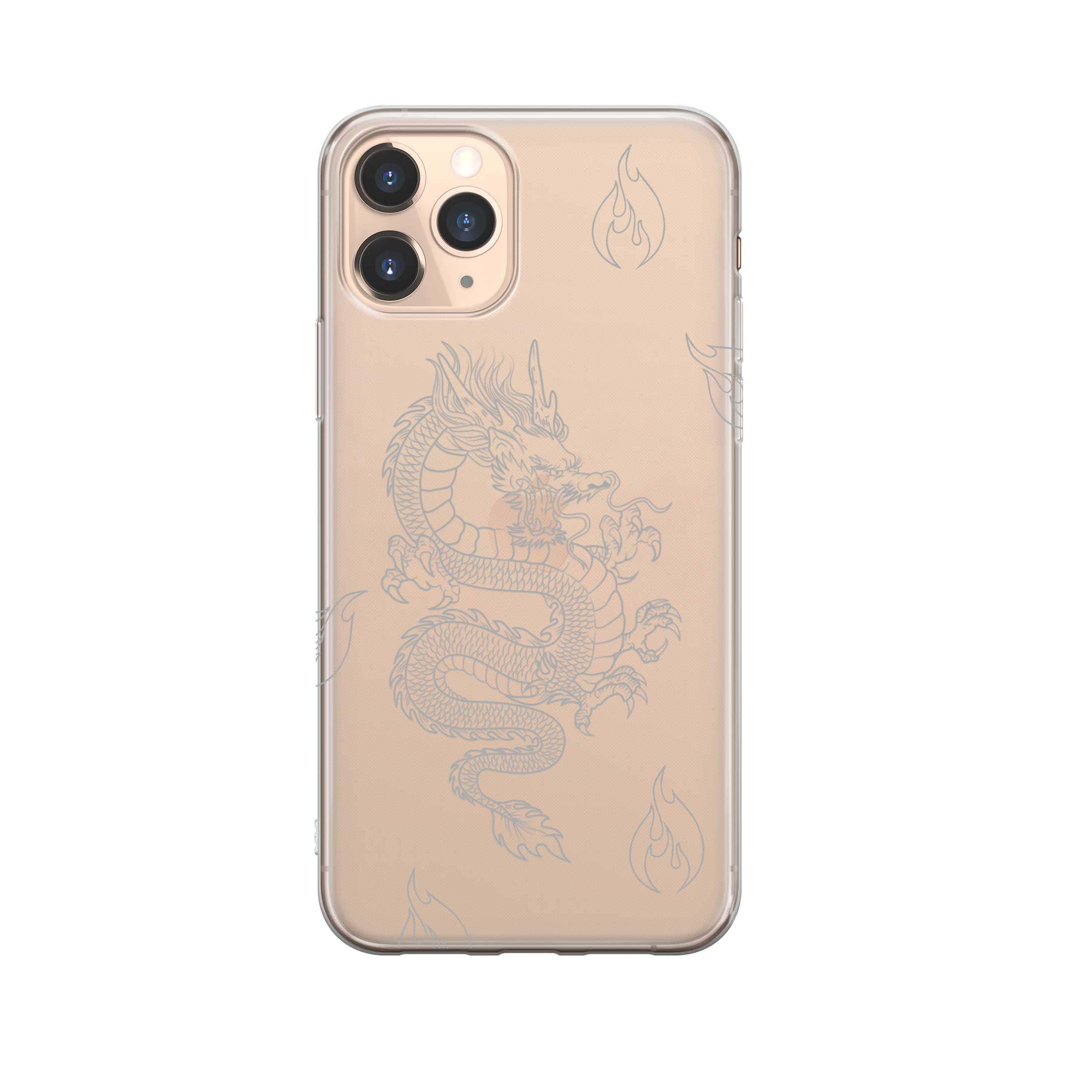Image of Apfelkiste - iPhone 11 Pro Max Gummi Schutzhülle Dragon - Weiss / Transparent bei Apfelkiste.ch