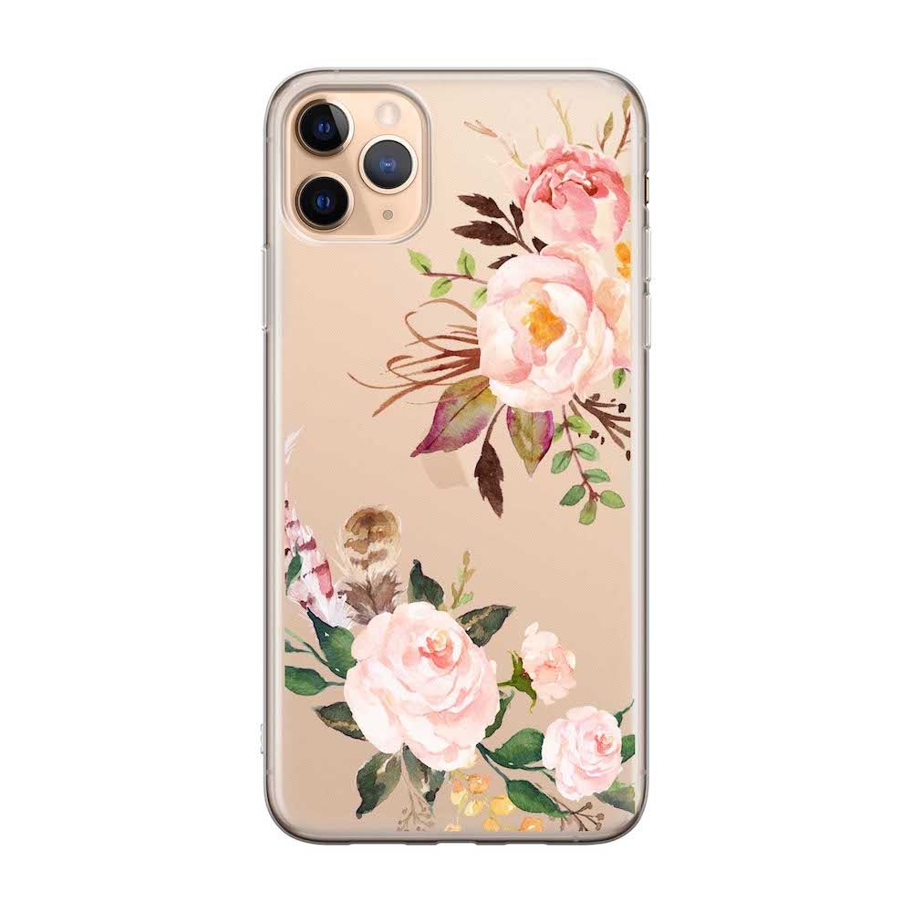 Image of Apfelkiste - iPhone 11 Pro Max Gummi Schutzhülle Flower Design - Transparent bei Apfelkiste.ch