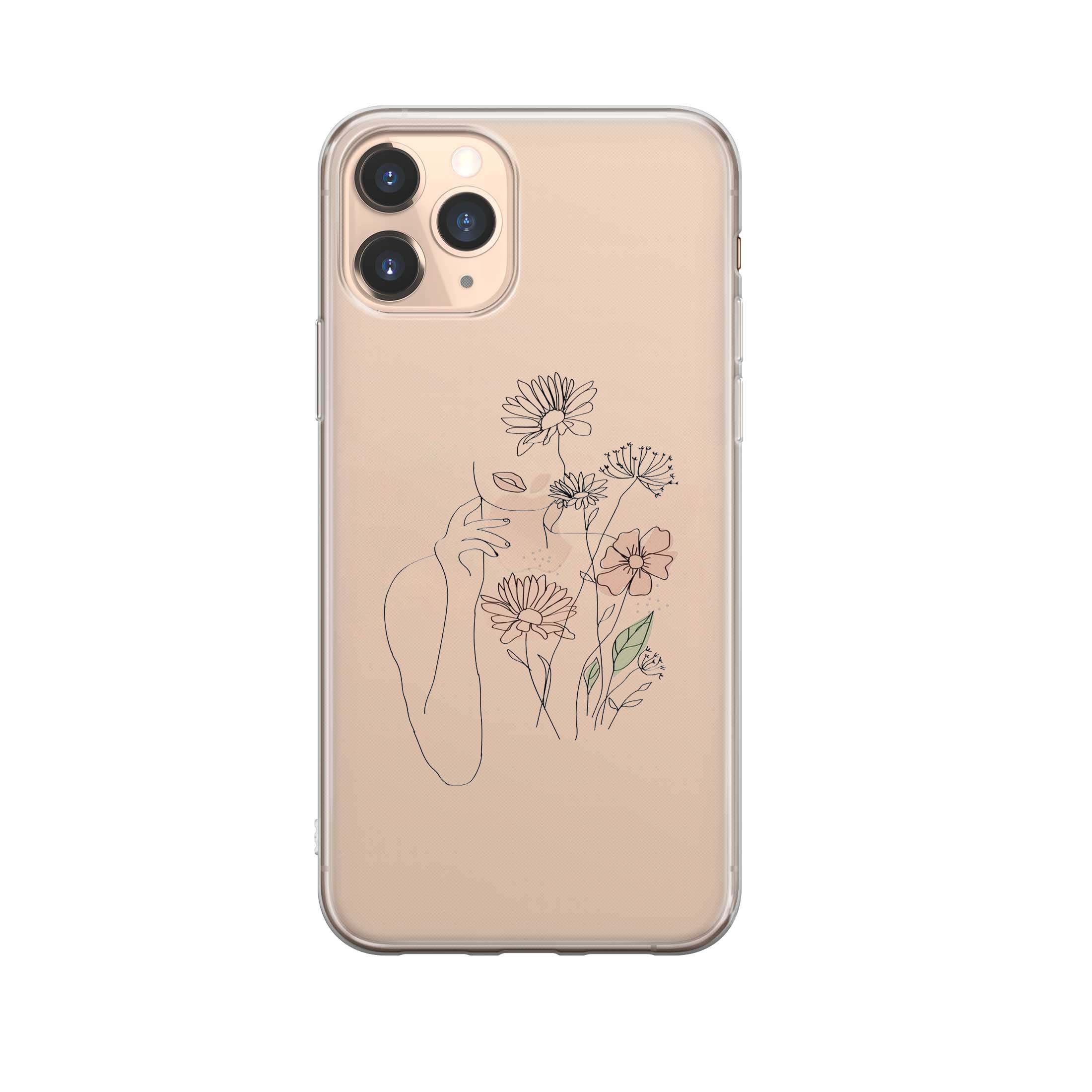 Image of Apfelkiste - iPhone 11 Pro Max Gummi Schutzhülle Modern Art Flowers - Transparent bei Apfelkiste.ch