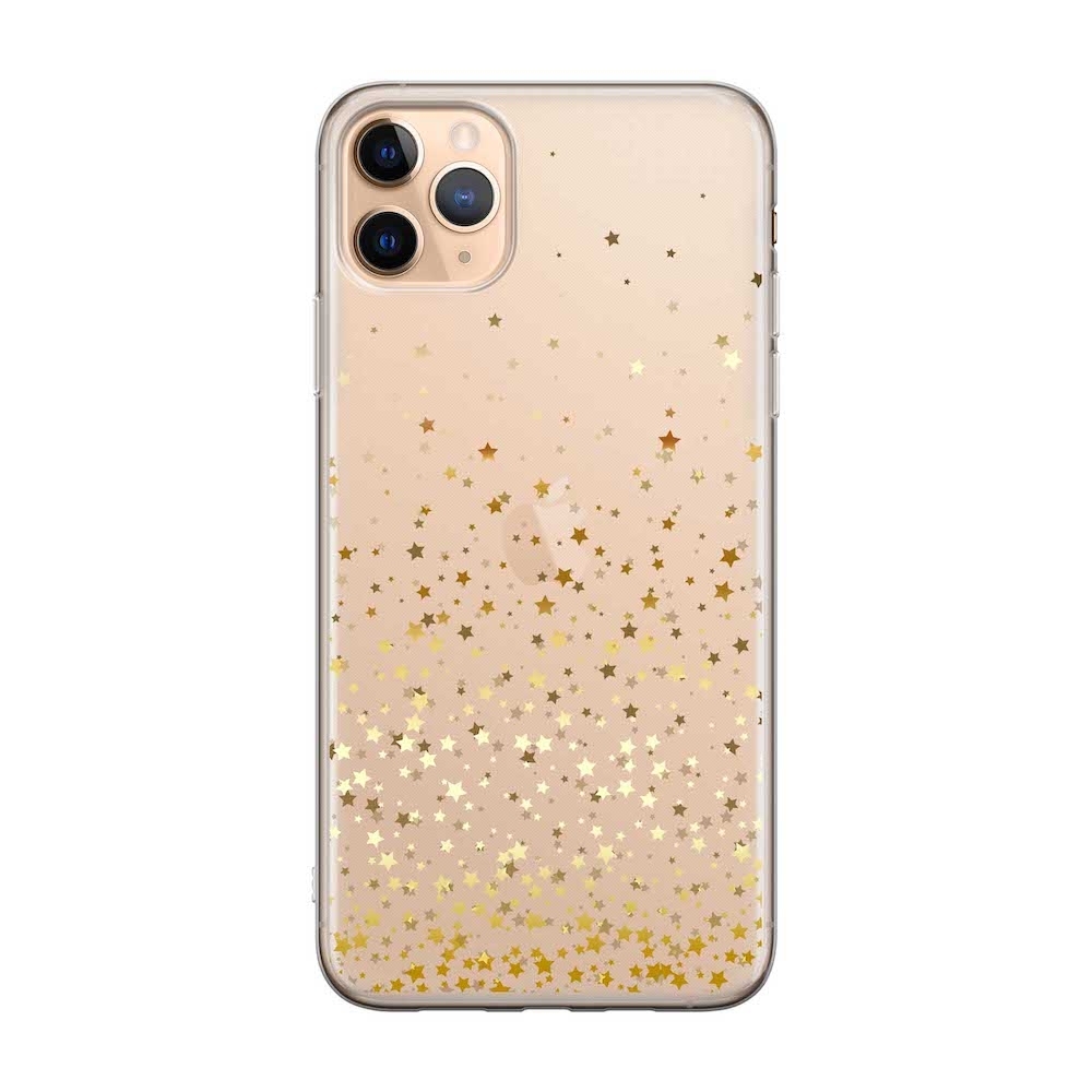 Image of Apfelkiste - iPhone 11 Pro Max Gummi Schutzhülle Sterne - Transparent / Gold bei Apfelkiste.ch