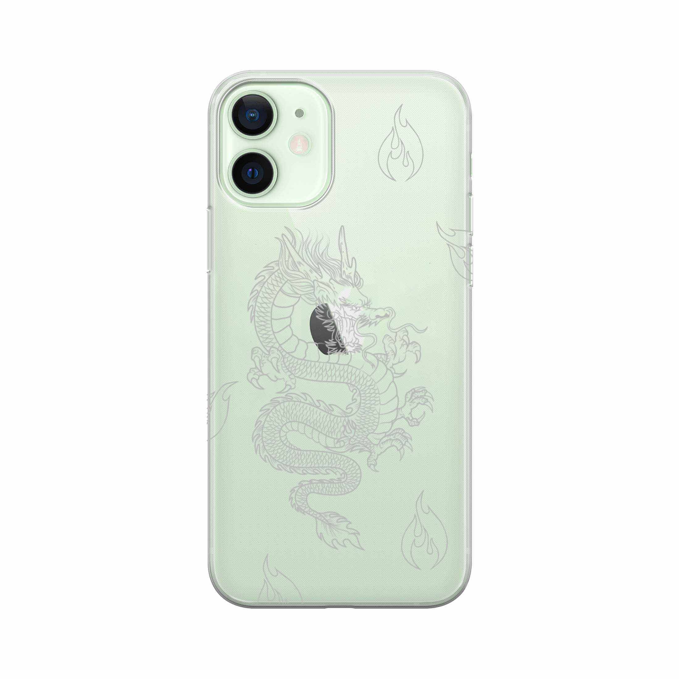 Image of Apfelkiste - iPhone 12 Gummi Schutzhülle Dragon - Weiss / Transparent bei Apfelkiste.ch