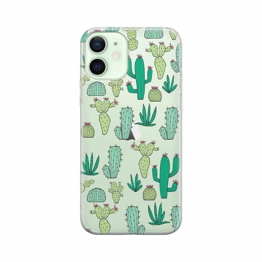 Image of Apfelkiste - iPhone 12 Gummi Schutzhülle Kleiner Grüner Kaktus - Transparent bei Apfelkiste.ch