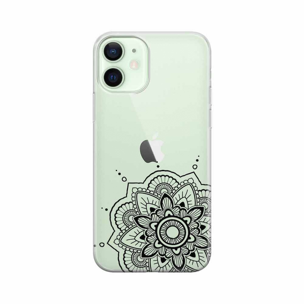 Image of Apfelkiste - iPhone 12 Gummi Schutzhülle Mandala Edge - Transparent bei Apfelkiste.ch