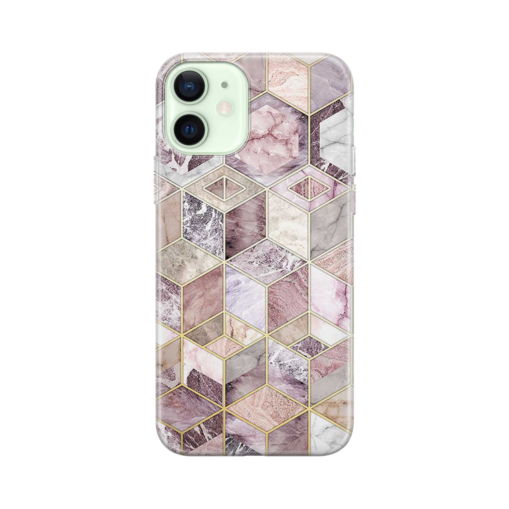 Image of Apfelkiste - iPhone 12 Gummi Schutzhülle Mosaik - Rosa bei Apfelkiste.ch