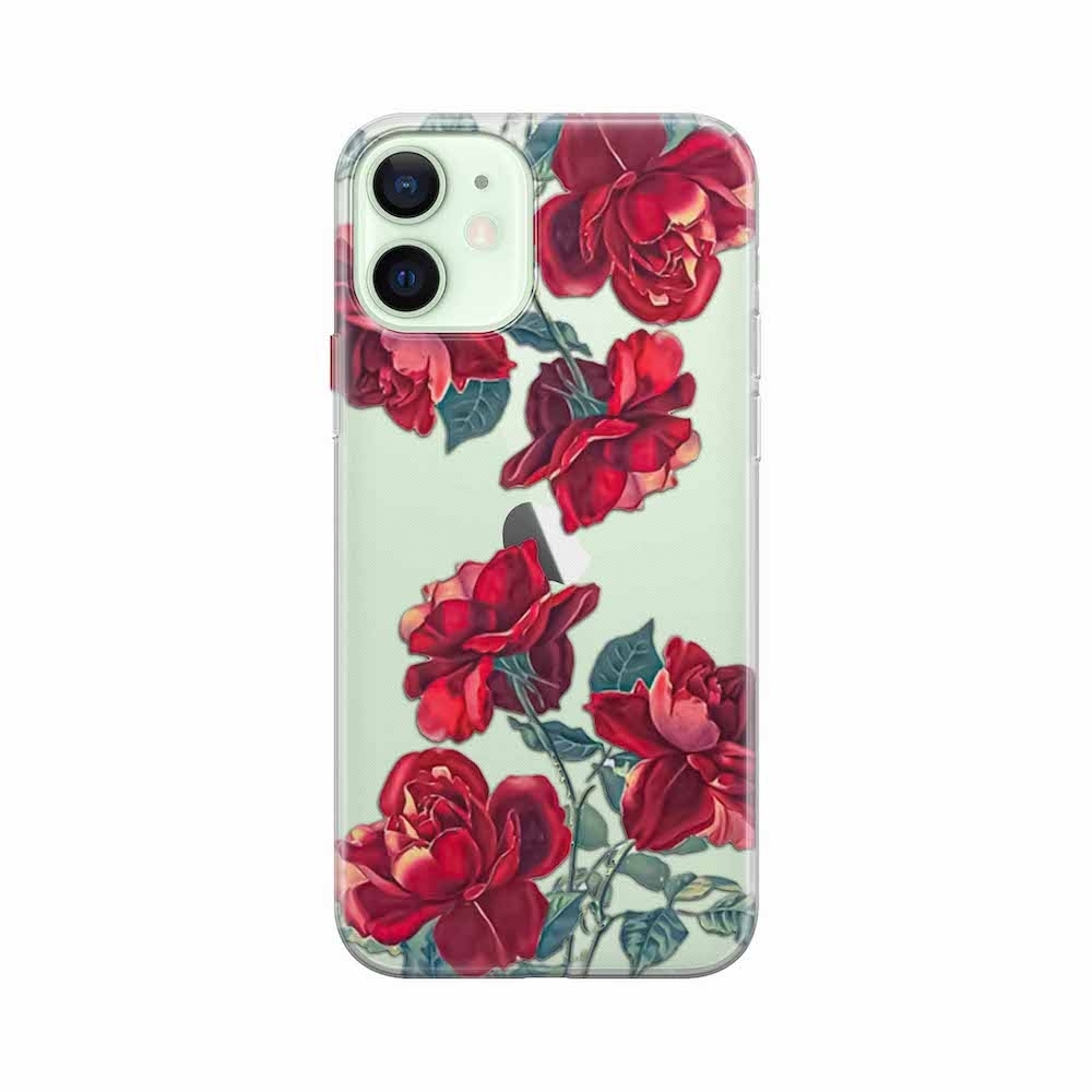 Image of Apfelkiste - iPhone 12 Gummi Schutzhülle Rote Rosen - Transparent bei Apfelkiste.ch