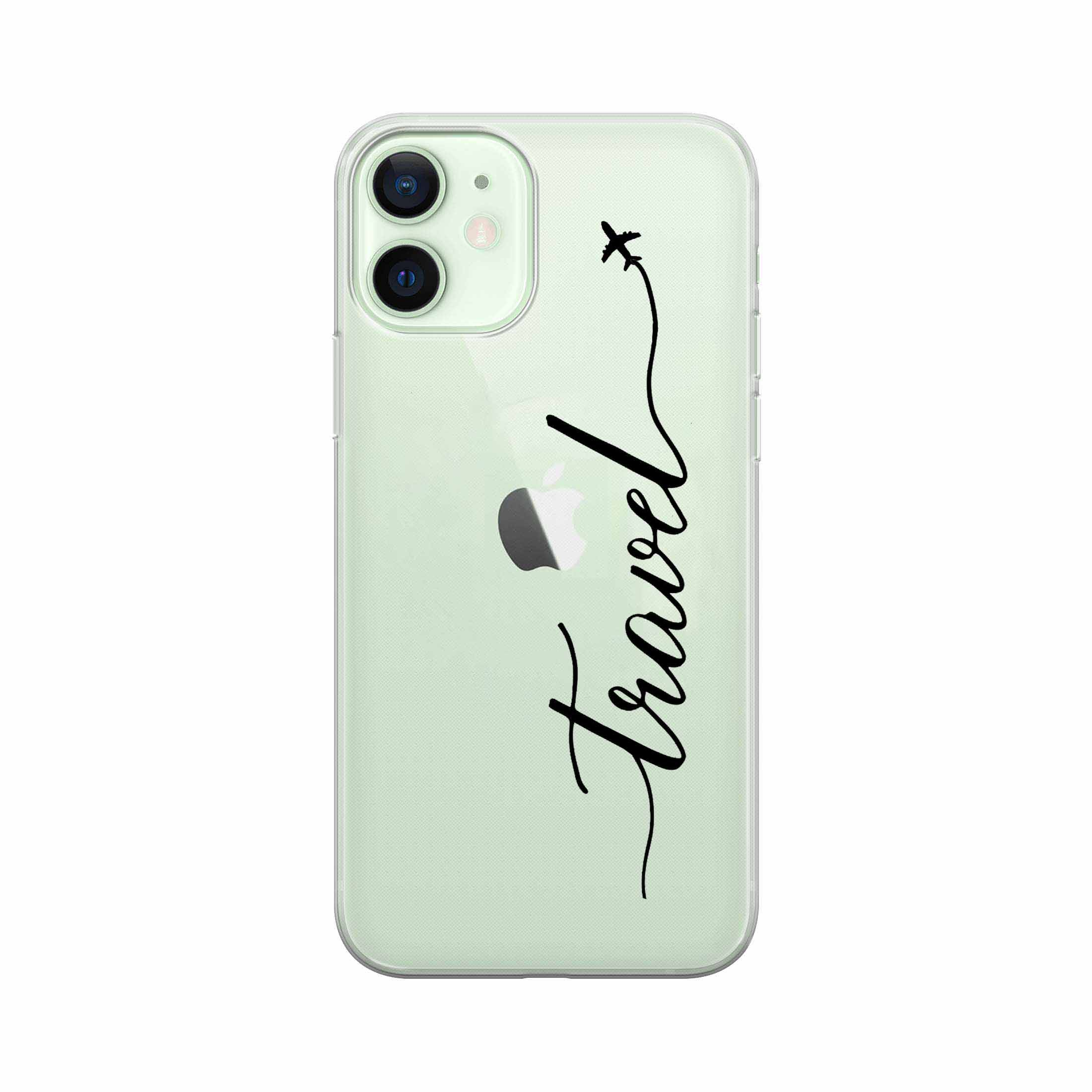 Image of Apfelkiste - iPhone 12 Gummi Schutzhülle Travel - Schwarz / Transparent bei Apfelkiste.ch