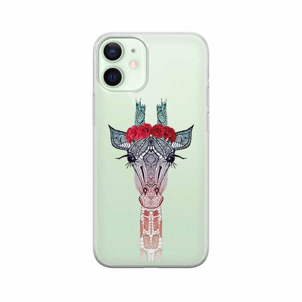 Image of Apfelkiste - iPhone 12 Mini Gummi Schutzhülle Flower Giraffe - Transparent bei Apfelkiste.ch
