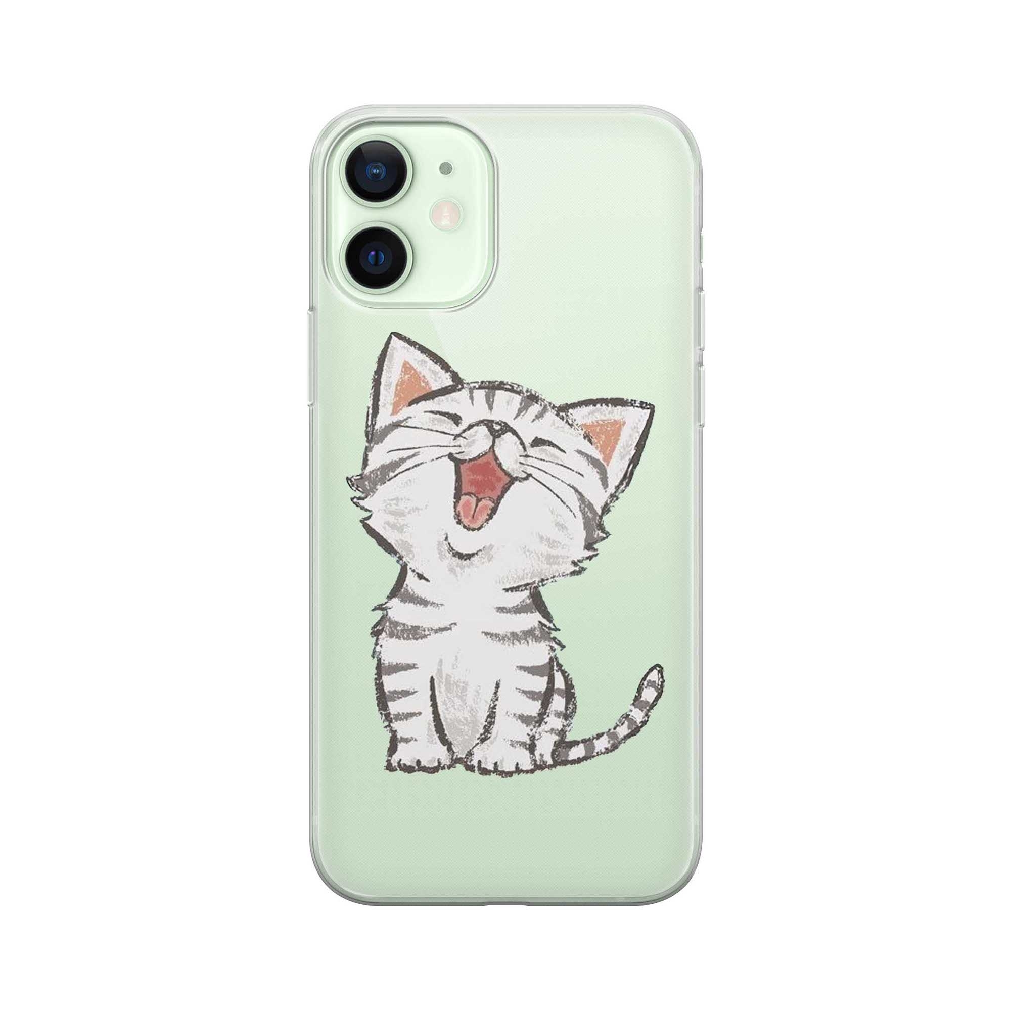 Image of Apfelkiste - iPhone 12 Mini Gummi Schutzhülle Katze - Transparent bei Apfelkiste.ch