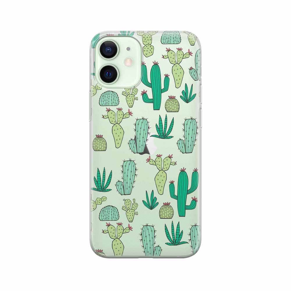 Image of Apfelkiste - iPhone 12 Mini Gummi Schutzhülle Kleiner Grüner Kaktus - Transparent bei Apfelkiste.ch