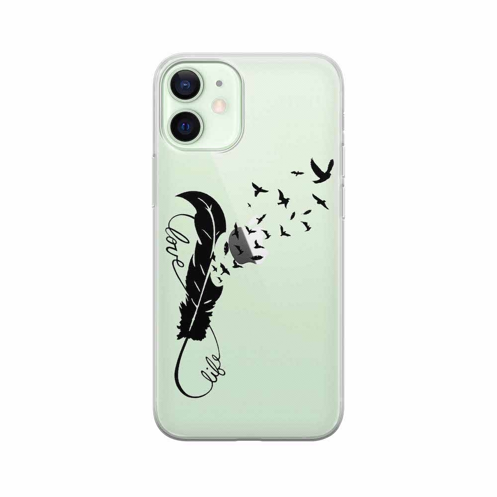 Image of Apfelkiste - iPhone 12 Mini Gummi Schutzhülle Love & Life - Transparent bei Apfelkiste.ch