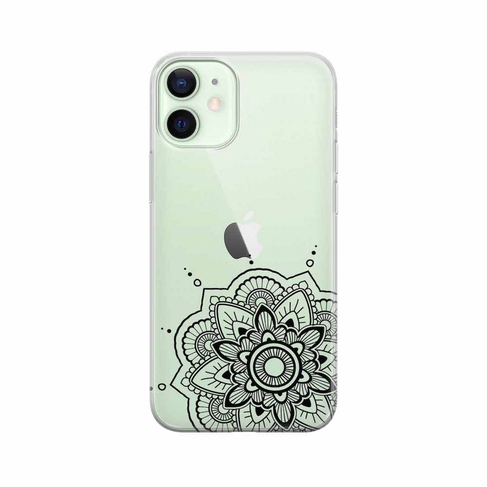 Image of Apfelkiste - iPhone 12 Mini Gummi Schutzhülle Mandala Edge - Transparent bei Apfelkiste.ch
