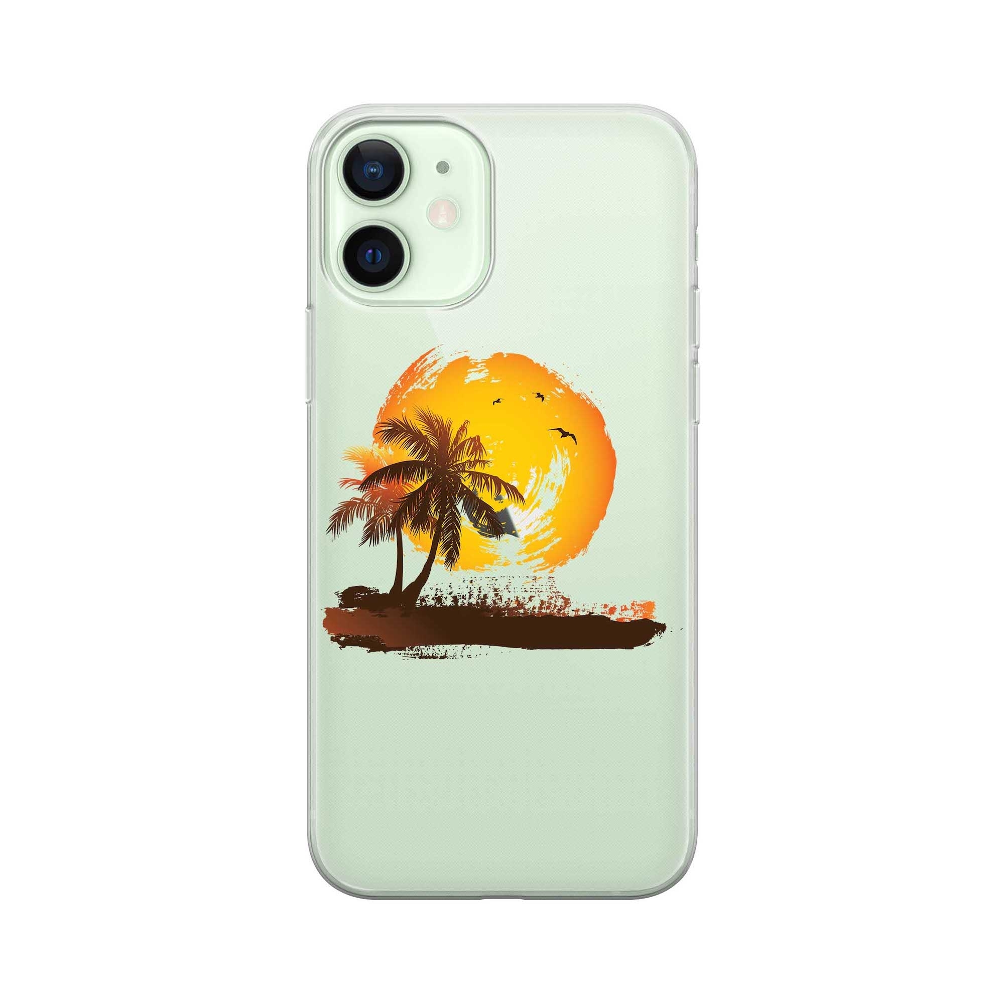 Image of Apfelkiste - iPhone 12 Mini Gummi Schutzhülle Sunset Beach - Gelb / Transparent bei Apfelkiste.ch