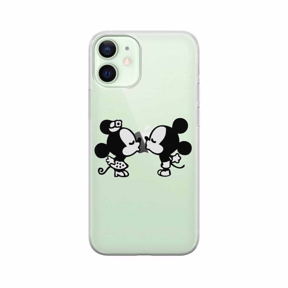 Image of Apfelkiste - iPhone 12 Mini Gummi Schutzhülle Verliebte Mäuse - Transparent bei Apfelkiste.ch