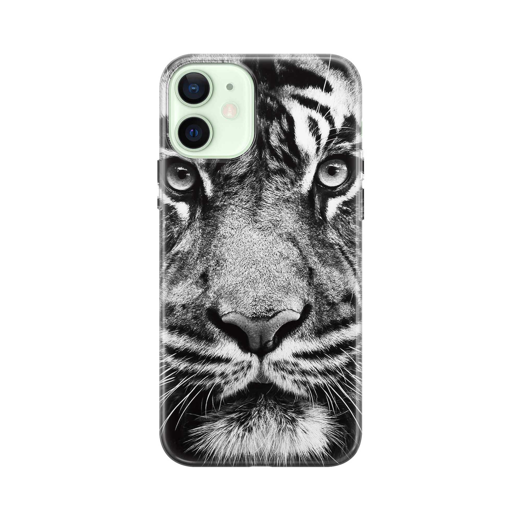 Image of Apfelkiste - iPhone 12 Mini Gummi Schutzhülle Weisser Tiger - Transparent bei Apfelkiste.ch