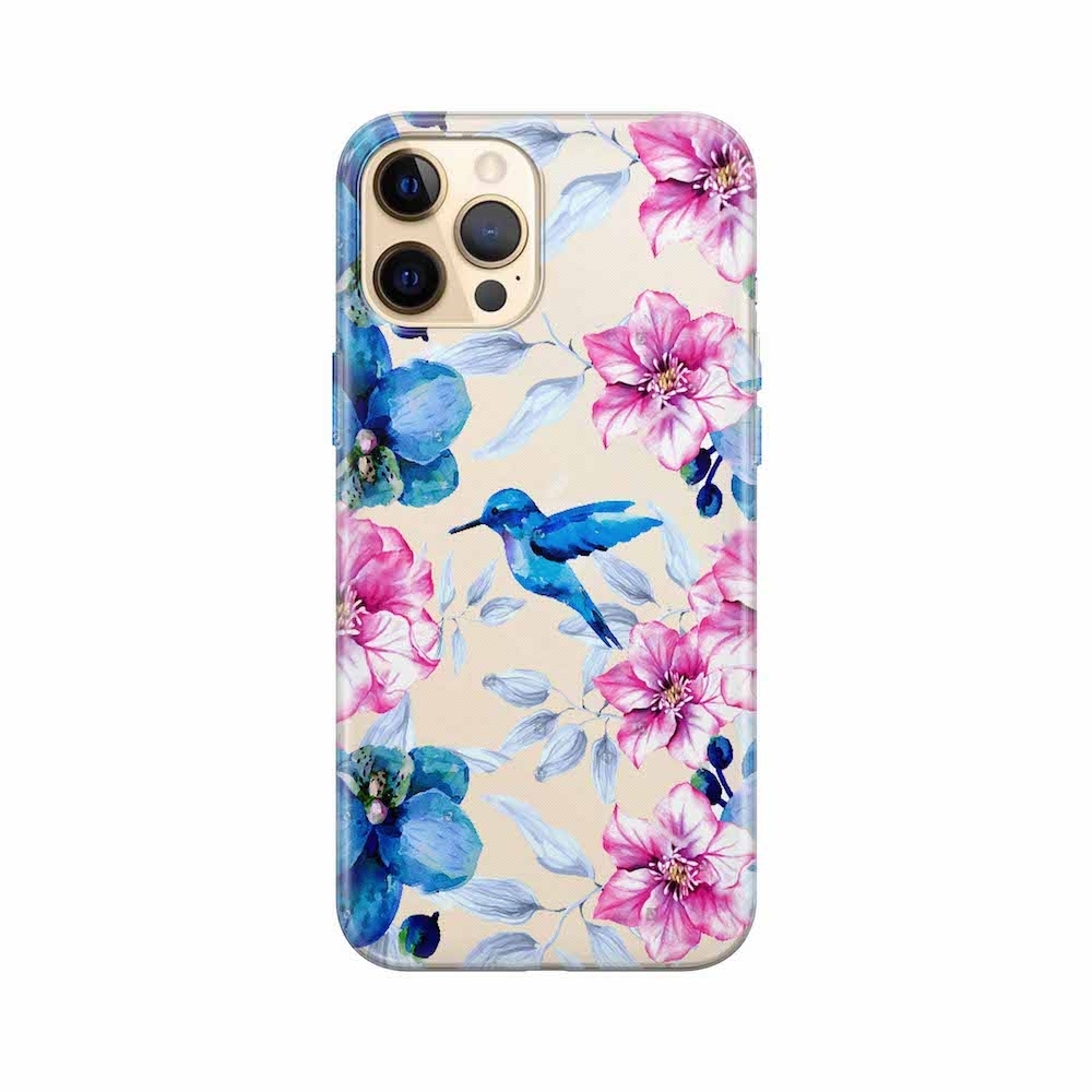 Image of Apfelkiste - iPhone 12 Pro Max Gummi Schutzhülle Blauer Vogel - Transparent bei Apfelkiste.ch
