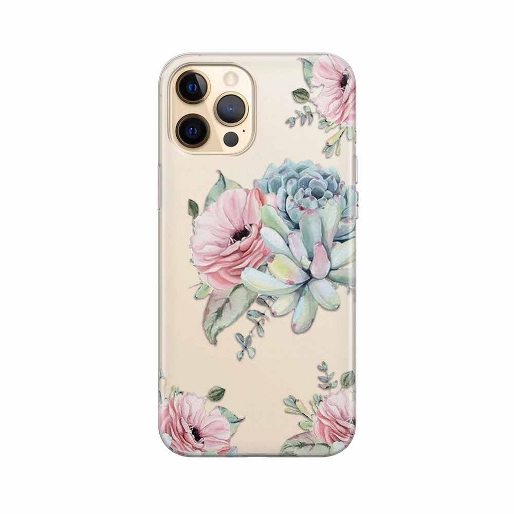 Image of Apfelkiste - iPhone 12 Pro Max Gummi Schutzhülle Blumen - Transparent bei Apfelkiste.ch