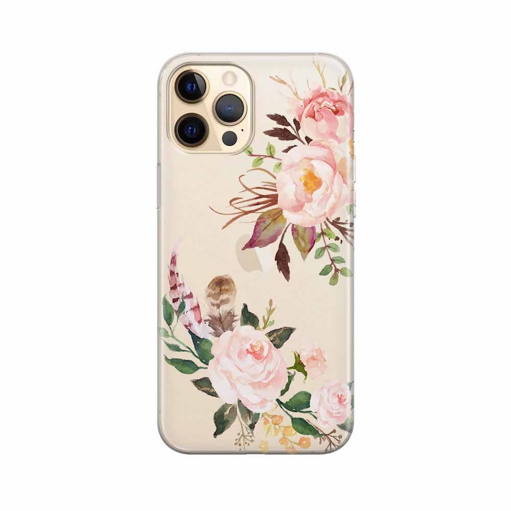 Image of Apfelkiste - iPhone 12 Pro Max Gummi Schutzhülle Flower Design - Transparent bei Apfelkiste.ch