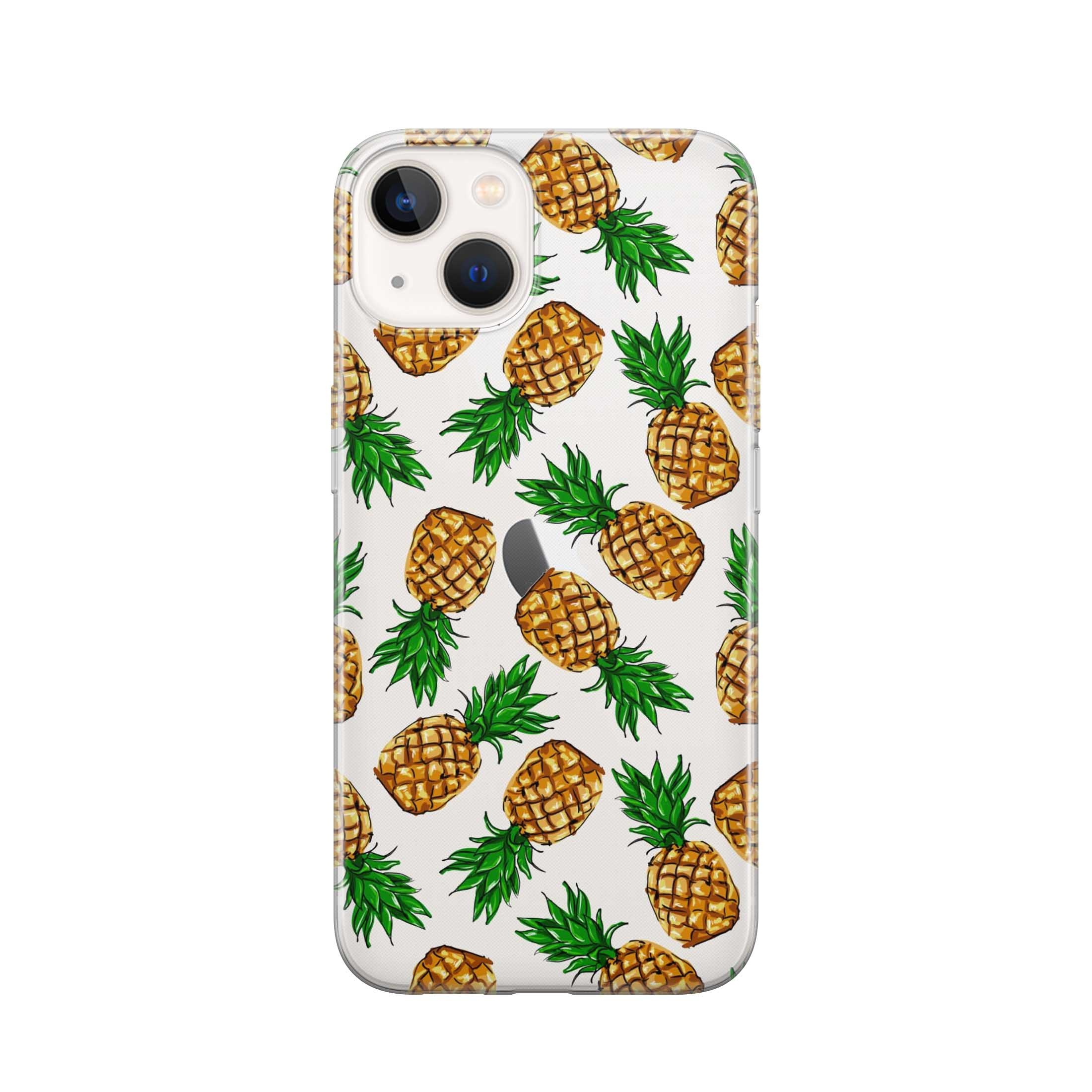 Image of Apfelkiste - iPhone 13 Gummi Schutzhülle Ananas Design - Transparent bei Apfelkiste.ch