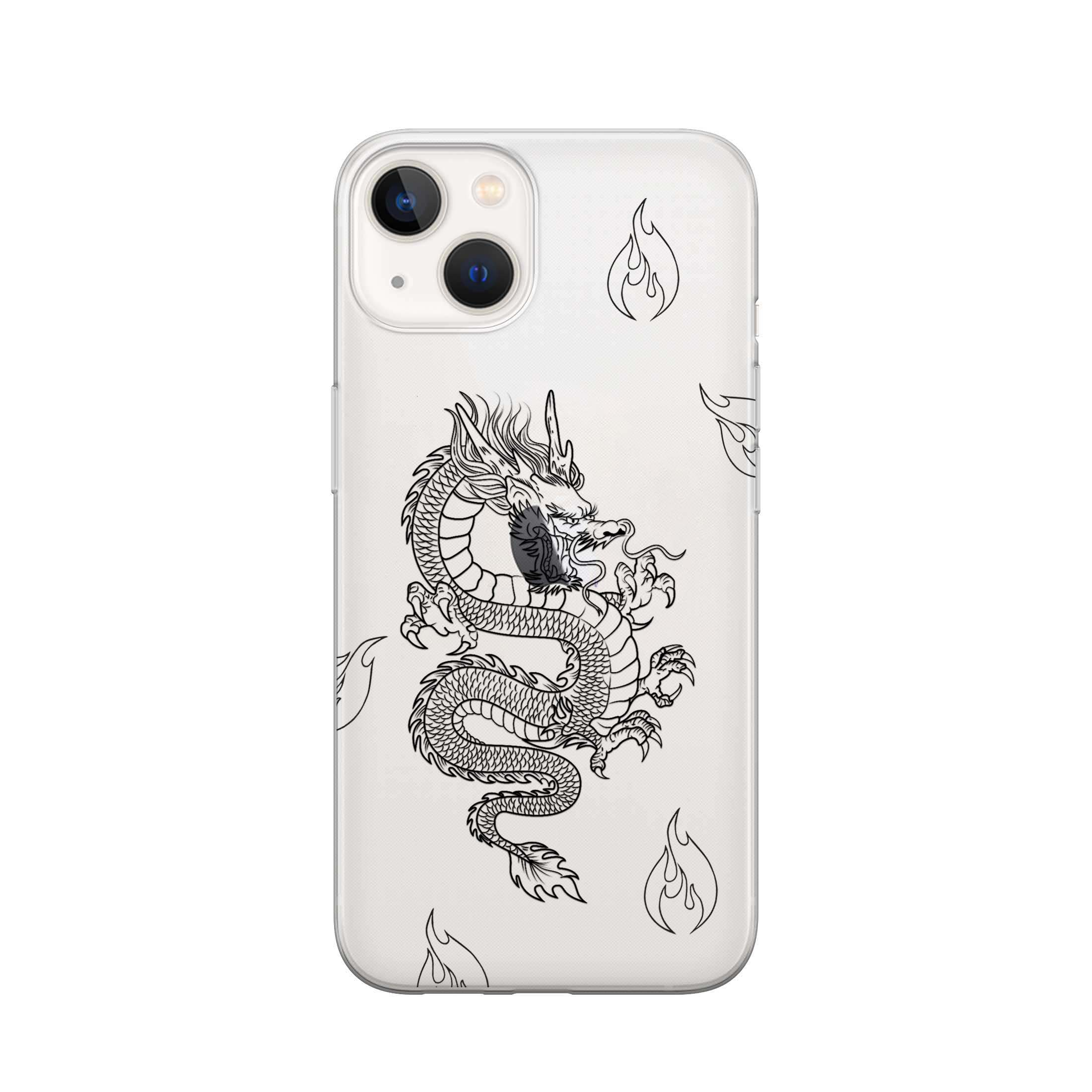 Image of Apfelkiste - iPhone 13 Gummi Schutzhülle Dragon - Schwarz / Transparent bei Apfelkiste.ch
