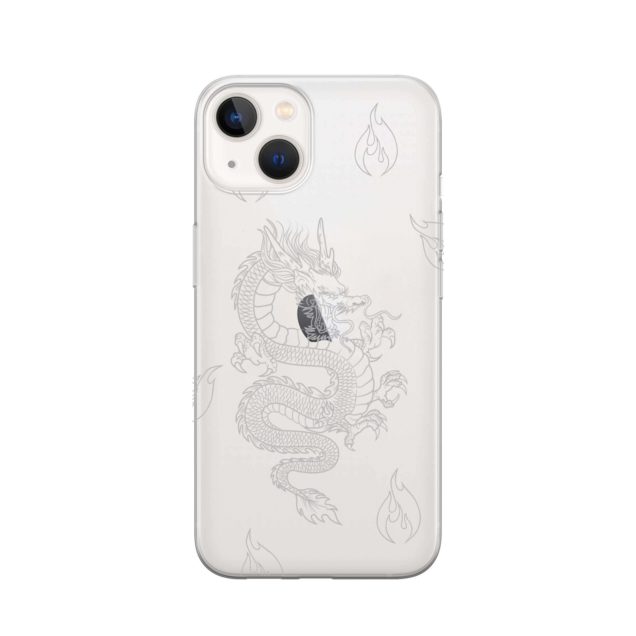 Image of Apfelkiste - iPhone 13 Gummi Schutzhülle Dragon - Weiss / Transparent bei Apfelkiste.ch