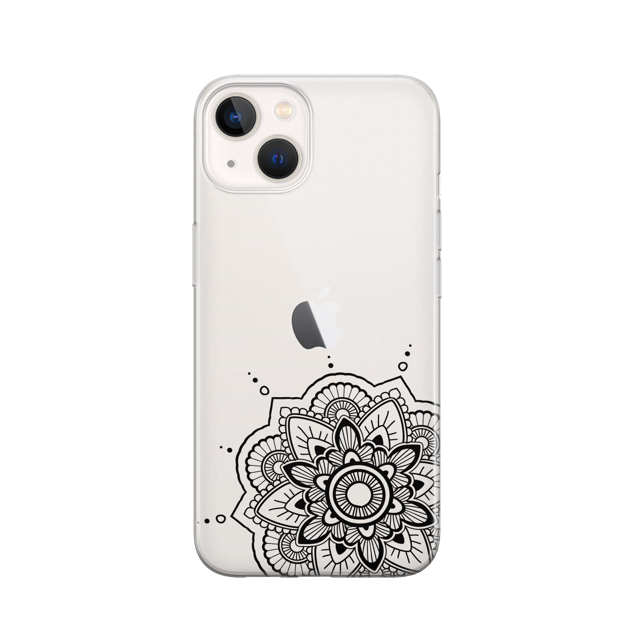 Image of Apfelkiste - iPhone 13 Gummi Schutzhülle Mandala Edge - Transparent bei Apfelkiste.ch