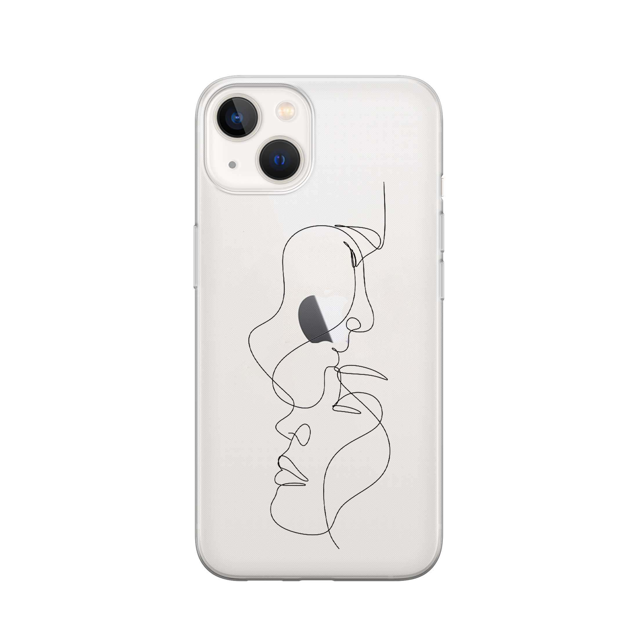 Image of Apfelkiste - iPhone 13 Gummi Schutzhülle Modern Art Love - Schwarz / Transparent bei Apfelkiste.ch