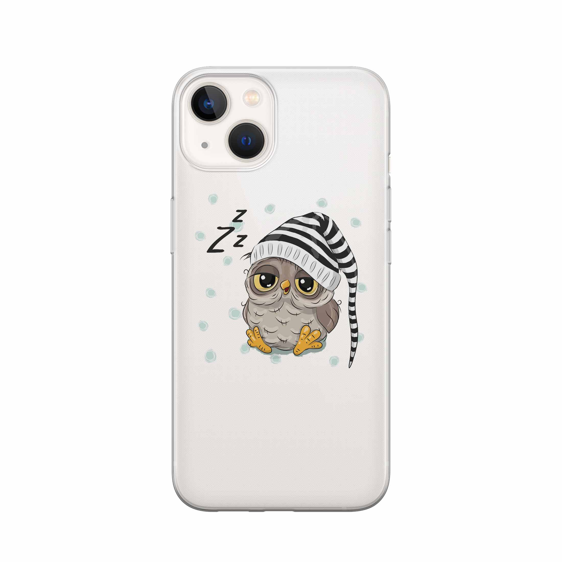 Image of Apfelkiste - iPhone 13 Gummi Schutzhülle Schlafmützen Eule - Transparent bei Apfelkiste.ch
