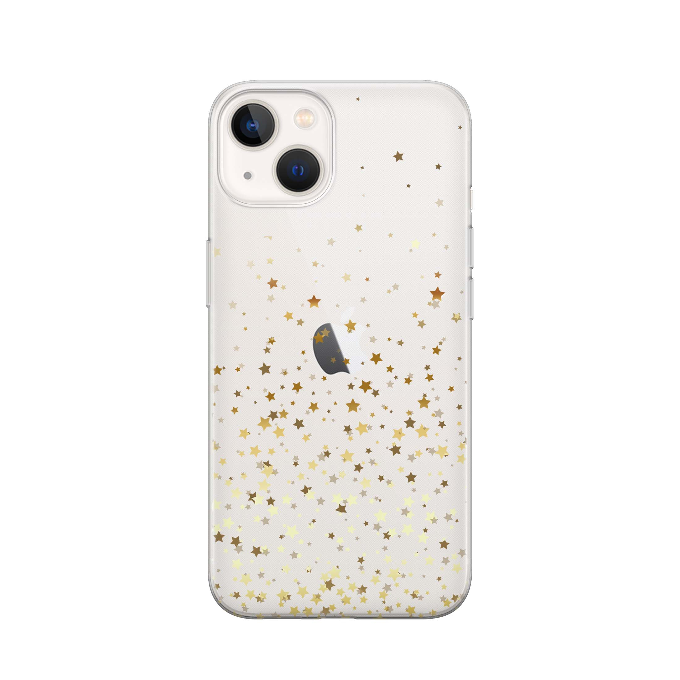 Image of Apfelkiste - iPhone 13 Gummi Schutzhülle Sterne - Transparent / Gold bei Apfelkiste.ch