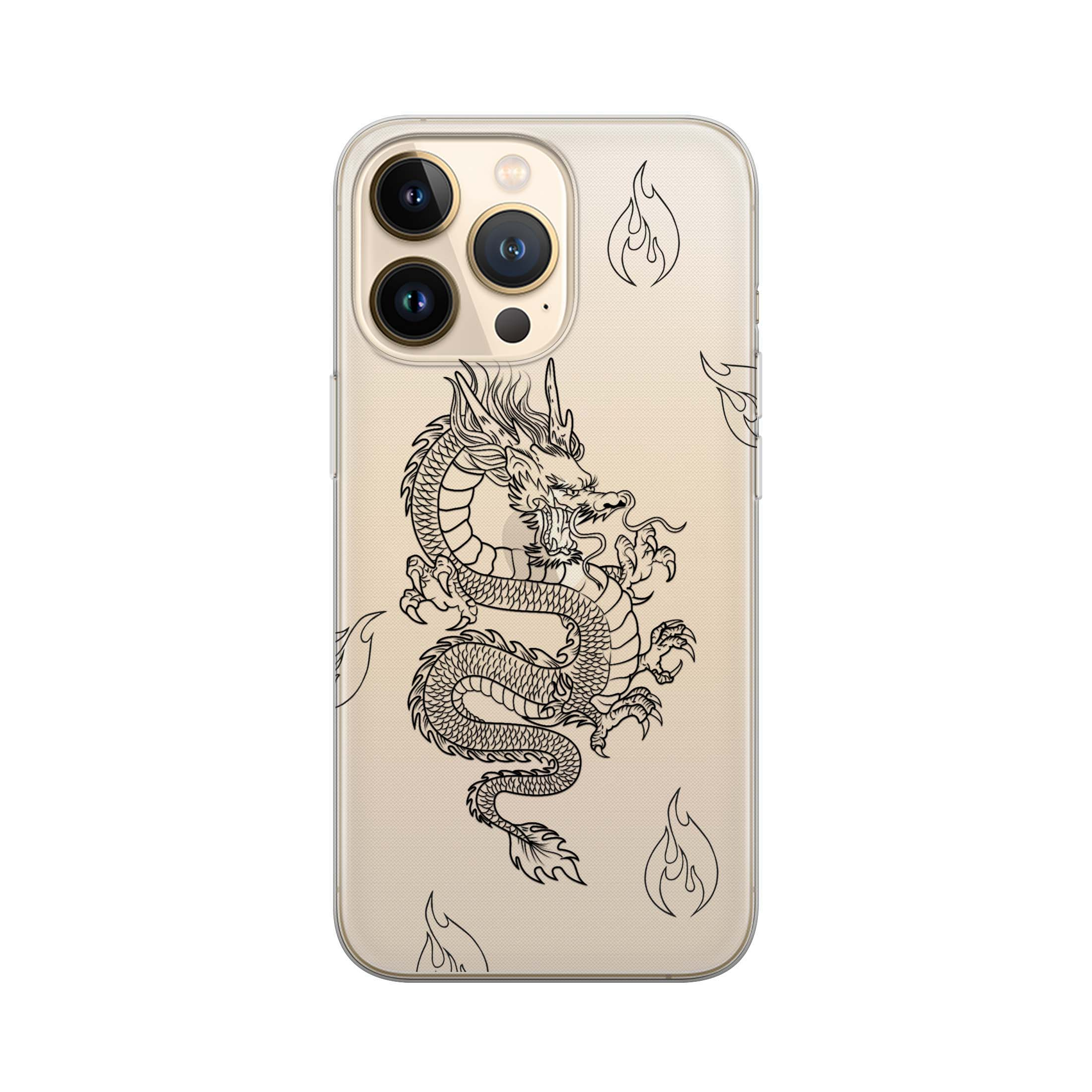 Image of Apfelkiste - iPhone 13 Mini Gummi Schutzhülle Dragon - Schwarz / Transparent bei Apfelkiste.ch