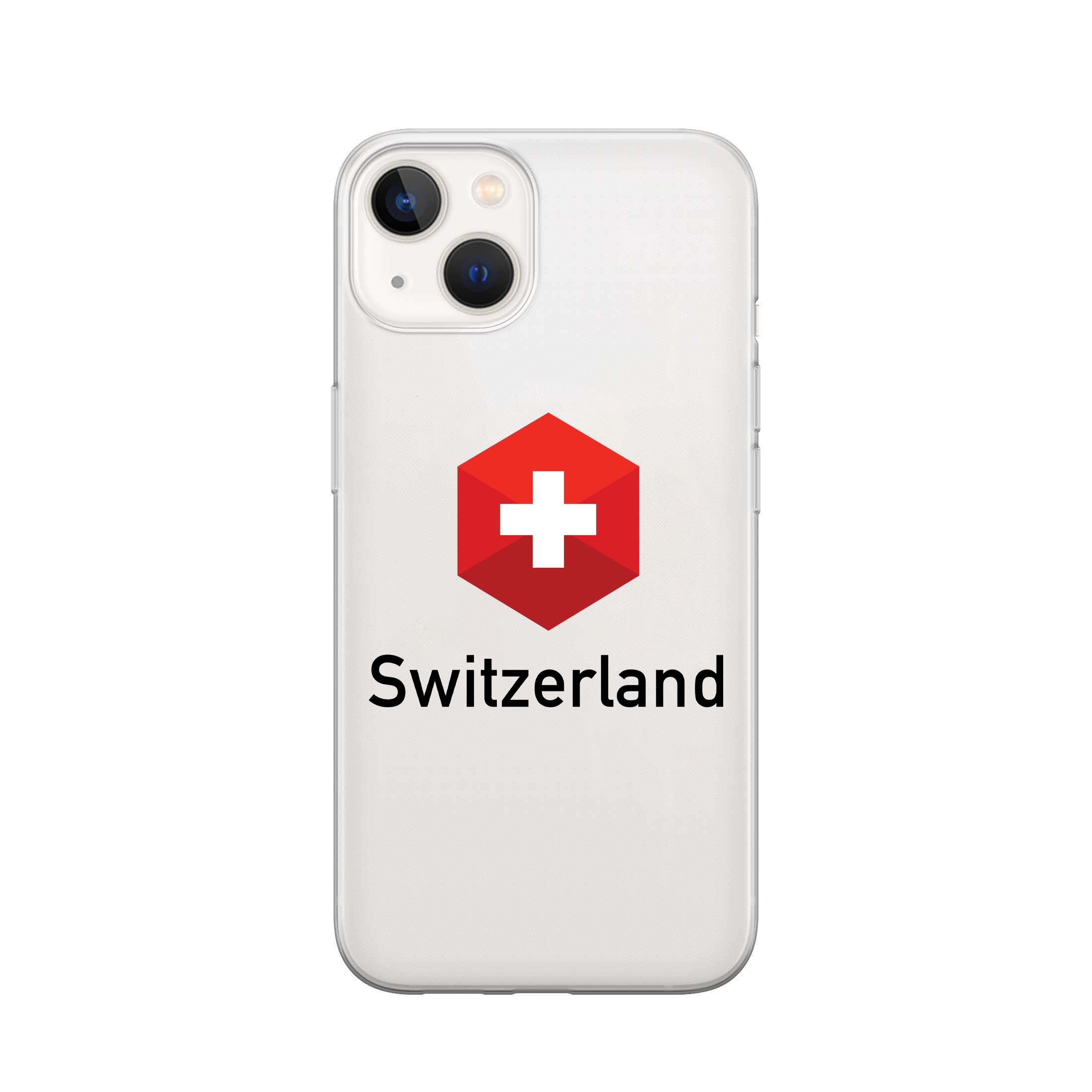 Image of Apfelkiste - iPhone 13 Mini Gummi Schutzhülle Schweizer Kreuz Sechseck - Transparent / Rot bei Apfelkiste.ch