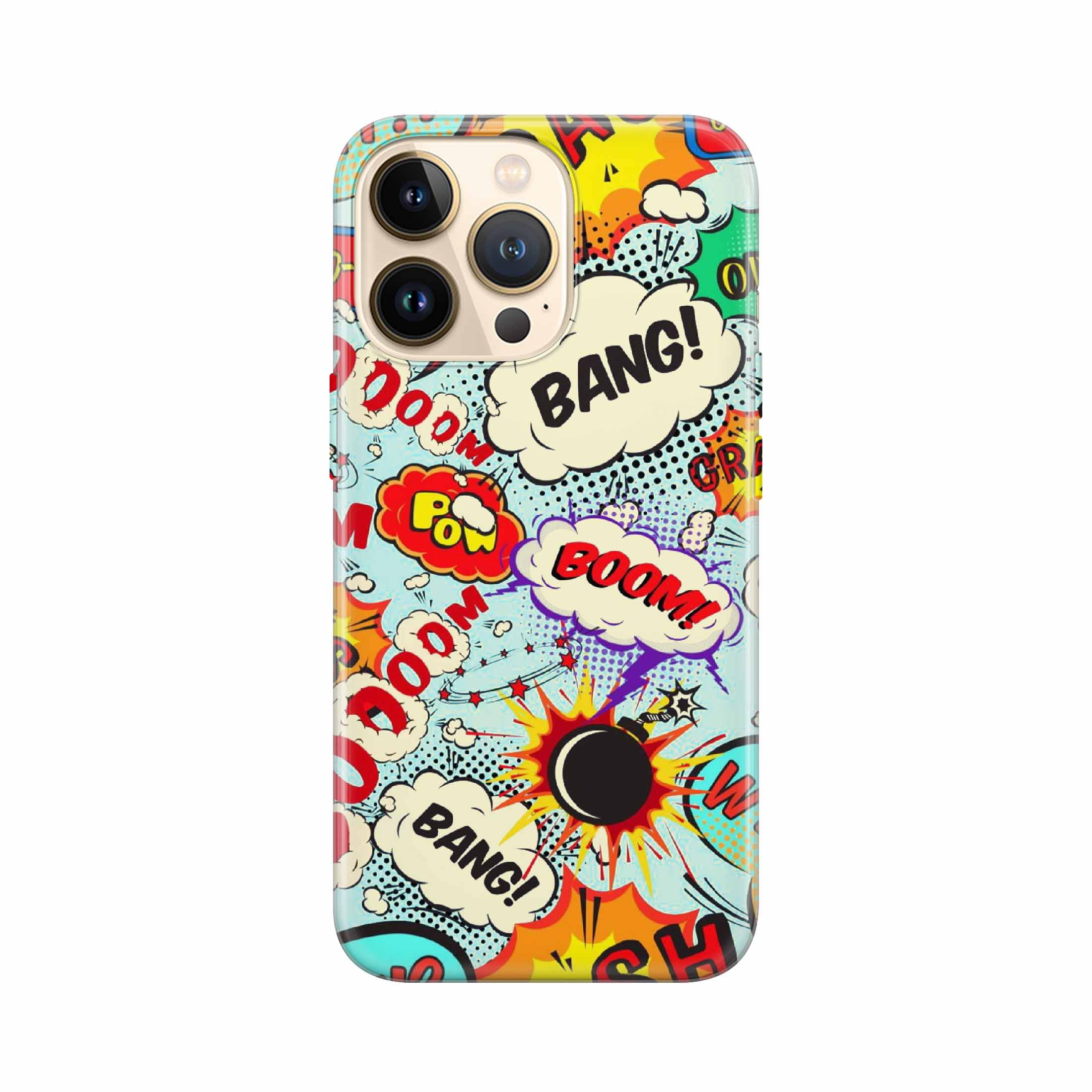 Image of Apfelkiste - iPhone 13 Pro Max Gummi Schutzhülle Bang Boom Pow - Bunt bei Apfelkiste.ch