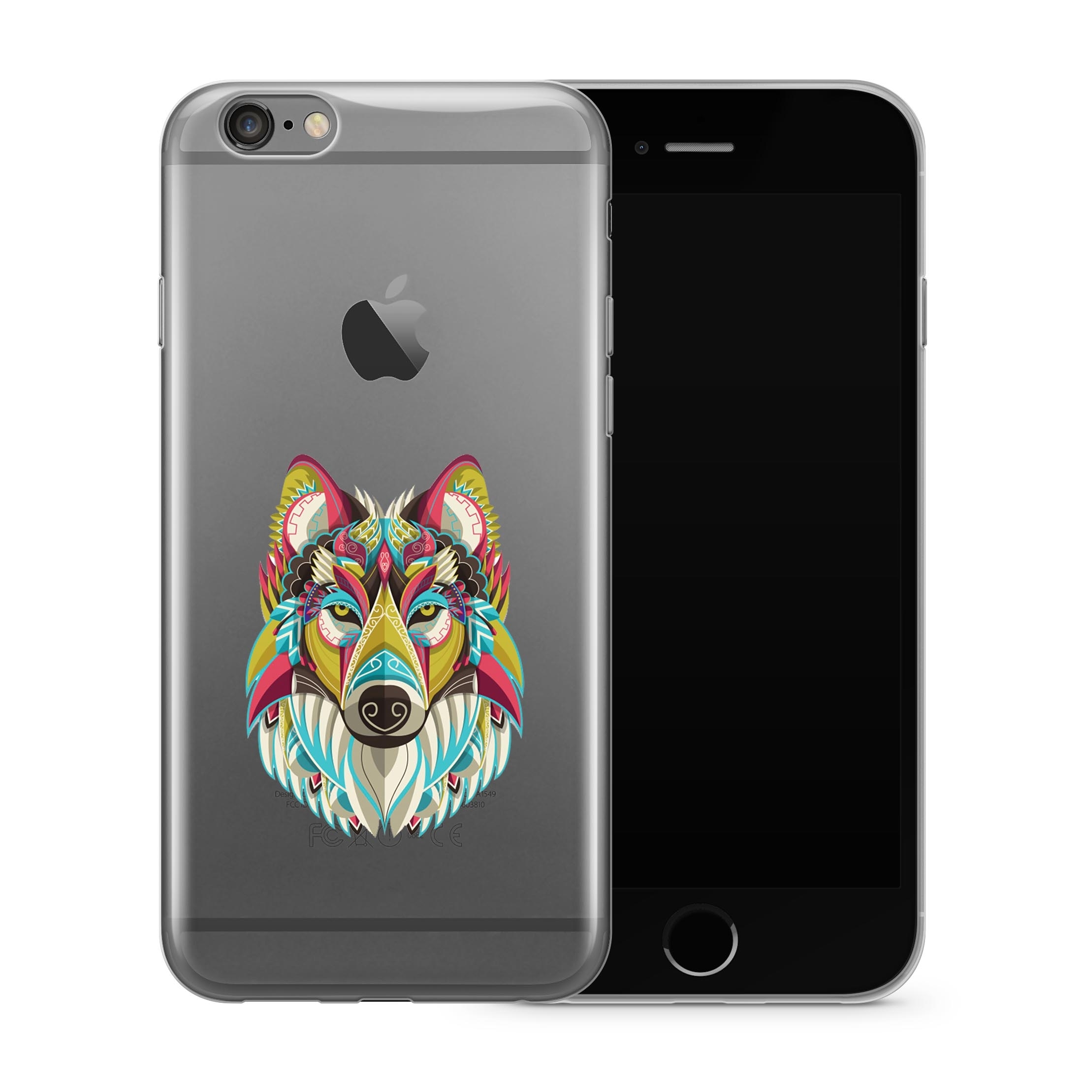 Image of Apfelkiste - iPhone 6 / 6S Gummi Schutzhülle Indianer Wolf - Transparent bei Apfelkiste.ch