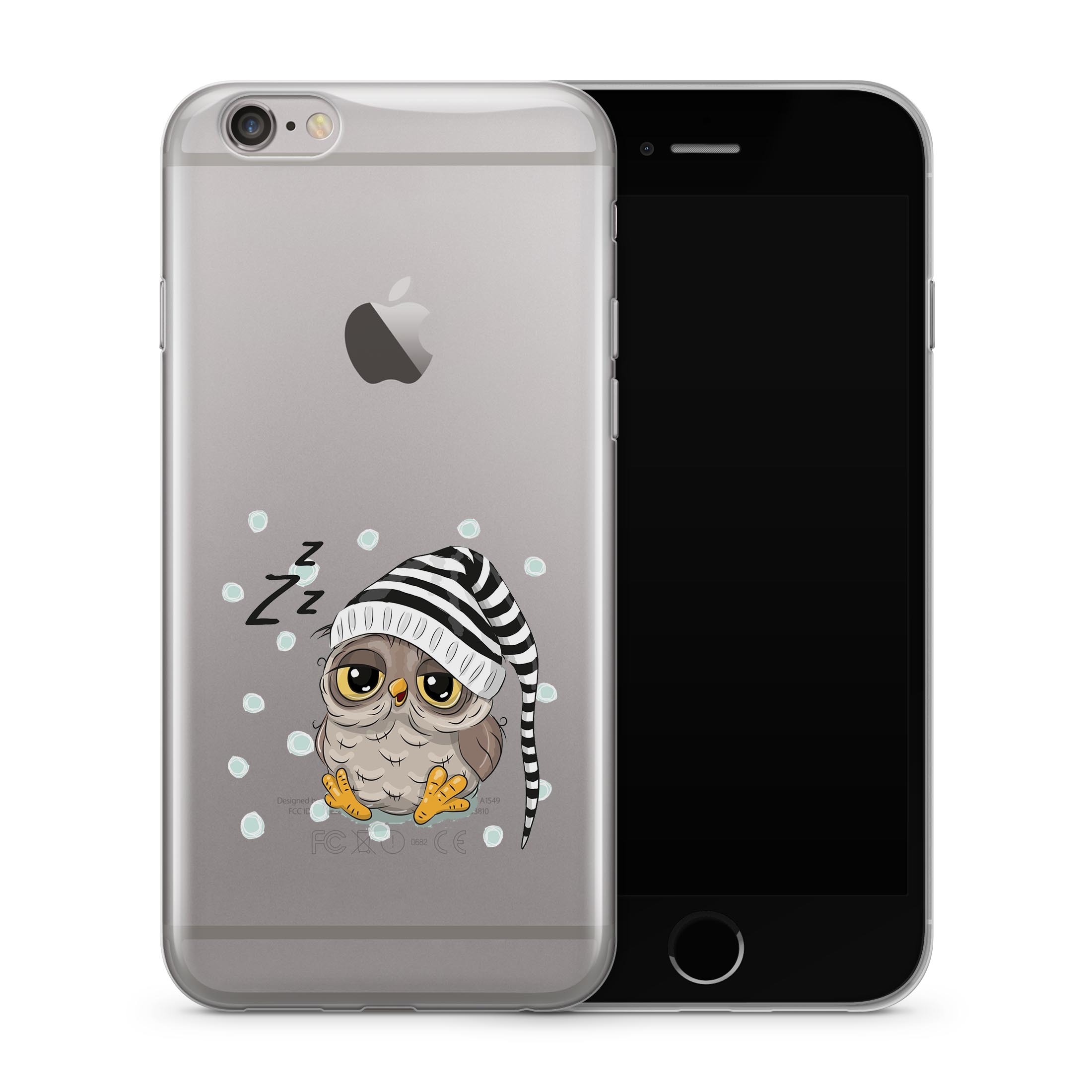 iPhone 6 Plus / 6S Plus Gummi Schutzhülle Schlafmützen Eule - Transparent