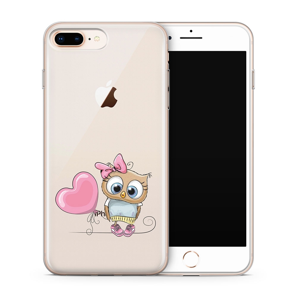 Image of Apfelkiste - iPhone 8 Plus / 7 Plus Gummi Schutzhülle Eule Haarschleife - Transparent bei Apfelkiste.ch
