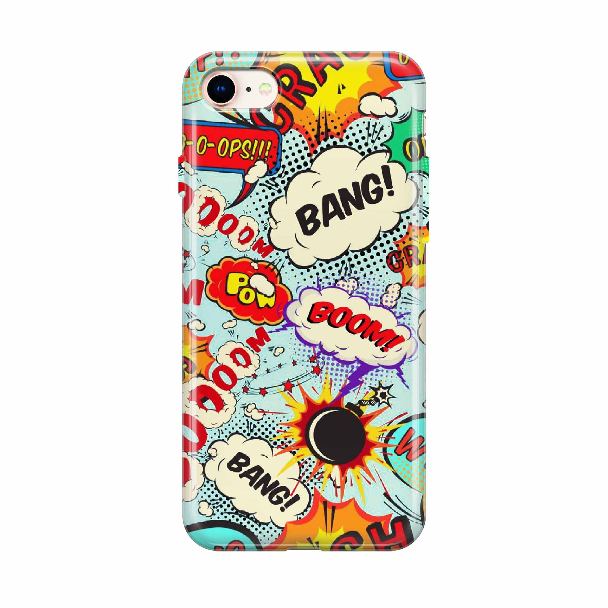 Image of Apfelkiste - iPhone SE (2020) / 8 / 7 Gummi Schutzhülle Bang Boom Pow - Bunt bei Apfelkiste.ch