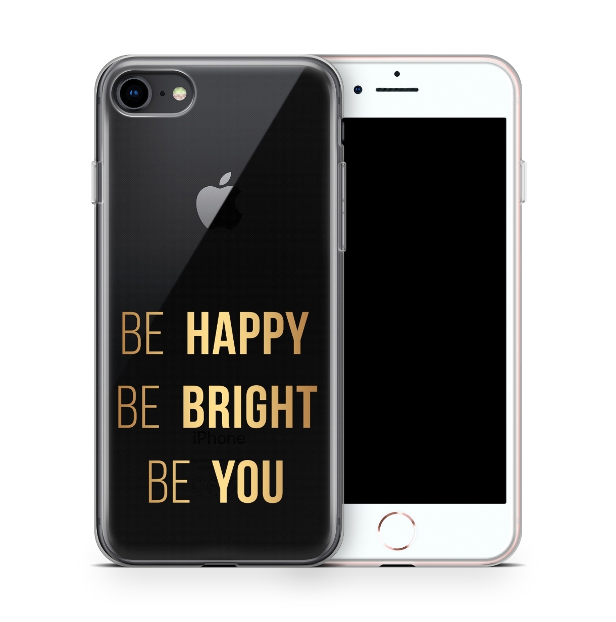 Image of Apfelkiste - iPhone SE (2022/2020) / 8 / 7 Gummi Schutzhülle Be Happy - Transparent bei Apfelkiste.ch