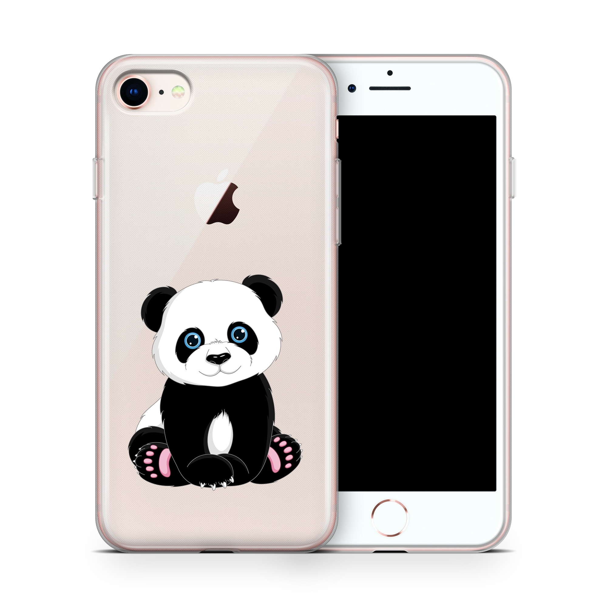 Image of Apfelkiste - iPhone SE (2022/2020) / 8 / 7 Gummi Schutzhülle Pandabär - Transparent bei Apfelkiste.ch