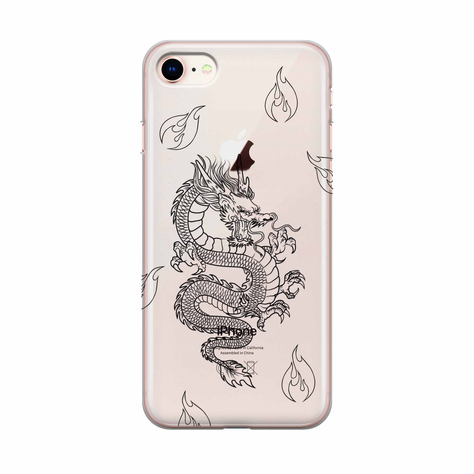 Image of Apfelkiste - iPhone SE (2022/2020) / 8 / 7 Gummi Schutzhülle Dragon - Schwarz / Transparent bei Apfelkiste.ch