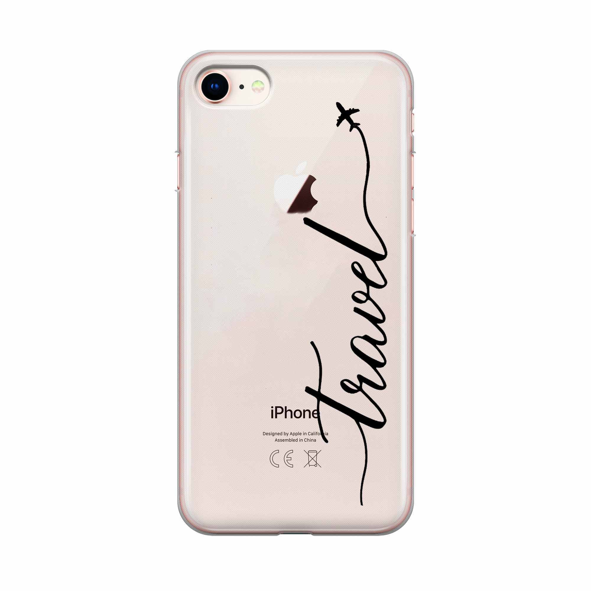 Image of Apfelkiste - iPhone SE (2022/2020) / 8 / 7 Gummi Schutzhülle Travel - Schwarz / Transparent bei Apfelkiste.ch