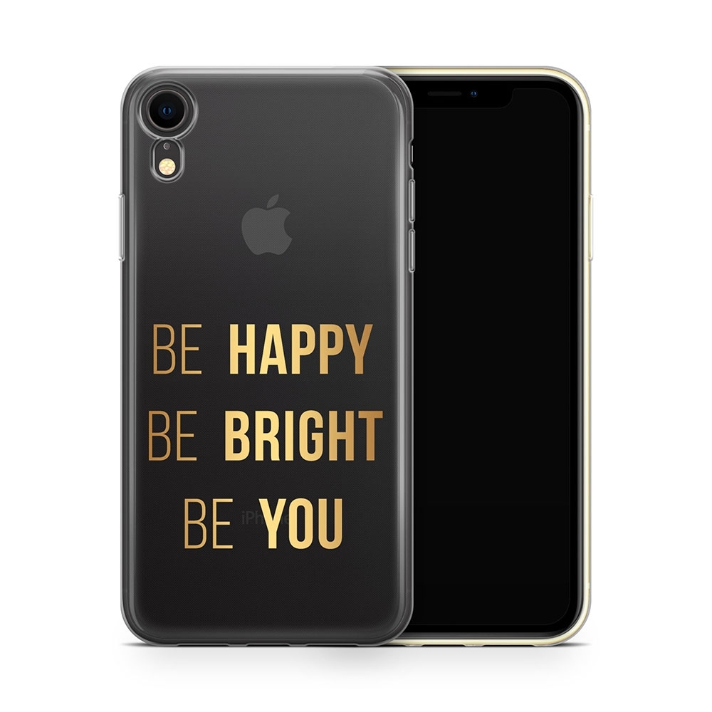 Image of Apfelkiste - iPhone Xr Gummi Schutzhülle Be Happy - Transparent bei Apfelkiste.ch