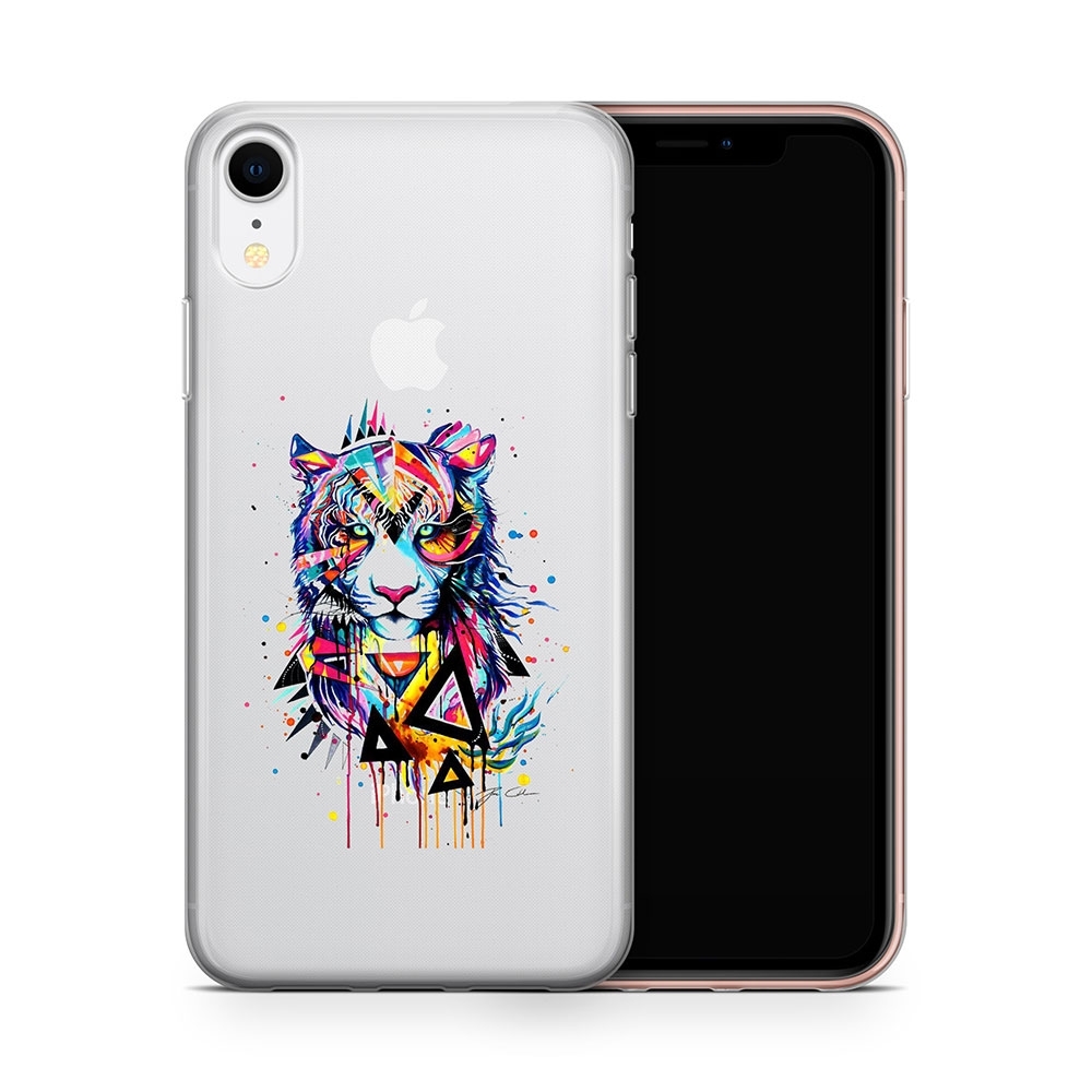 Image of Apfelkiste - iPhone Xr Gummi Schutzhülle Colorful Tiger - Transparent bei Apfelkiste.ch